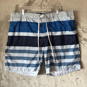 Merona Men Swim Trunks Size XXL Drawstring Stripes Summer Vacations Lightweight
